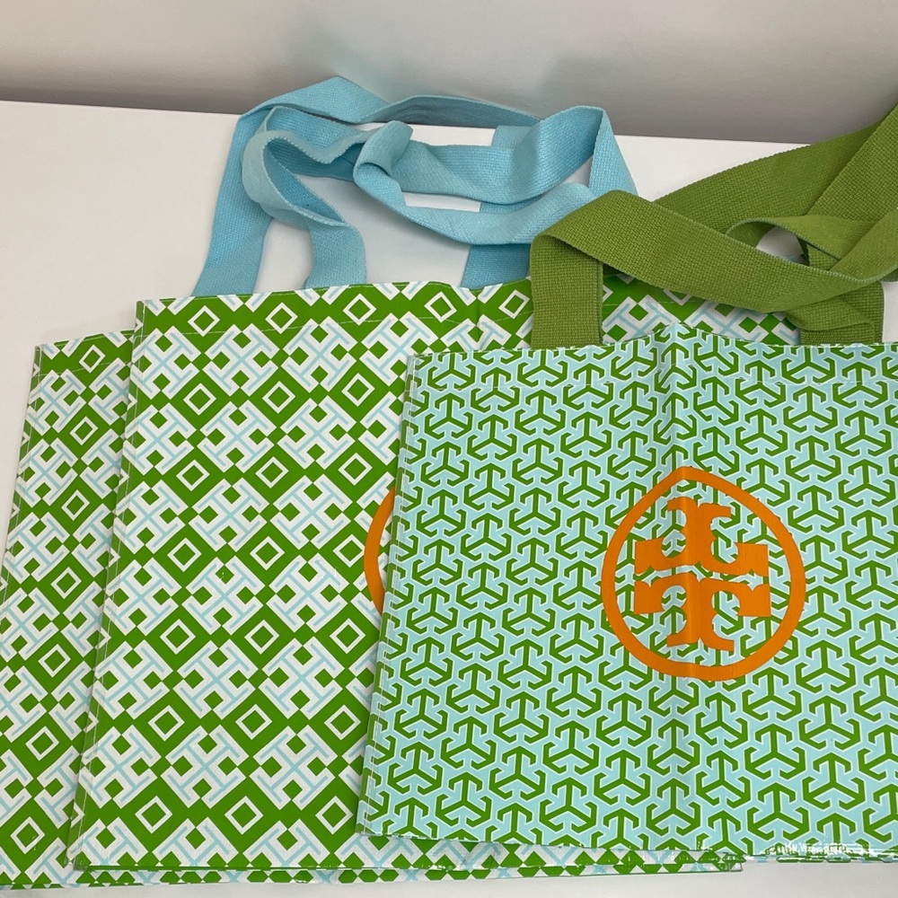 3x Tory Burch Green and Aqua Tote